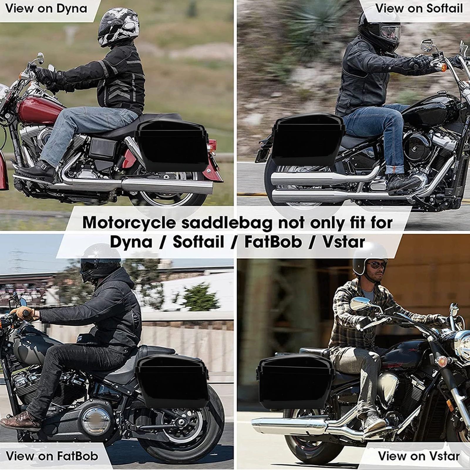 Cocoarm Sacoches Rigides Résistantes aux Intempéries pour Moto, capacité de 45l, Coffre pour, Adaptées aux Pilotes Cruiser, ABS Noir | Rangement latéral en ABS robuste, finition noir brillant, fixation universelle pour cruiser, bagagerie moto verrouillabl