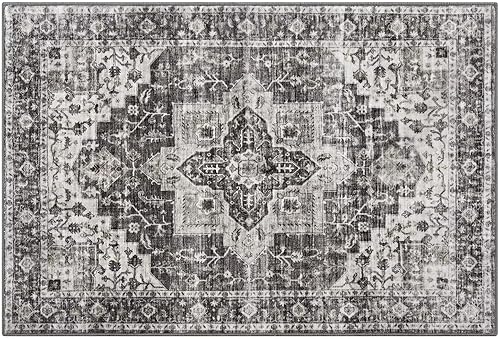 Miniatura 71 de COZYLOOM Alfombra de área de 2 x 6 pies, tribal, envejecida, para entrada, medallón vintage, alfombra para interiores, alfombra de pelo bajo, suave