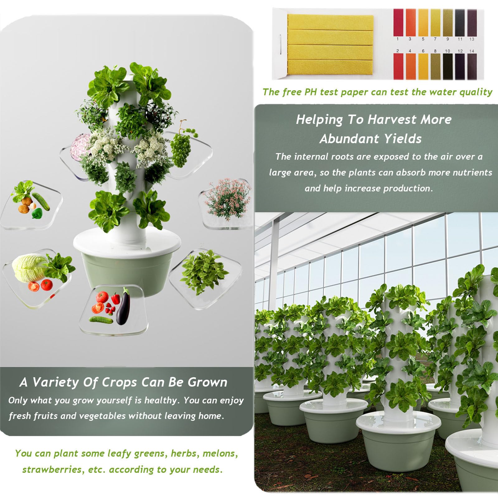 Sistema de cultivo hidropónico: torre de jardín automatizada para interiores con luces LED de crecimiento para cultivar verduras de hoja verde, melones y fresas