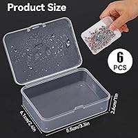Vista 3 de Mozeat Lens 6 contenedores de almacenamiento de plástico transparente con tapas, caja rectangular transparente, contenedor pequeño transparente