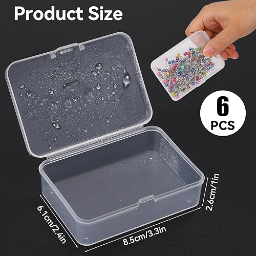 Miniatura 3 de 6 contenedores de almacenamiento de plástico con tapas, caja rectangular pequeña para objetos pequeños y proyectos de manualidades, 3.3 x 2.4 x 1