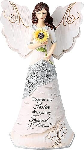 Elements Sister - Figura de ángel de Pavilion 6-12 pulgadas con girasol inscripción Forever My Sister Always My Friend Elements Sister - Figura de ángel de Pavilion 6-12 pulgadas con girasol inscripción Forever My Sister Always My Friend