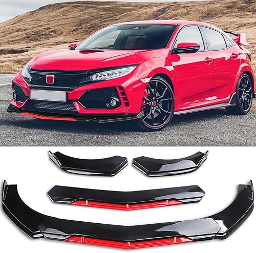 Vista 22 de Kit universal de 4 piezas para parachoques delantero, alerón de labio divisor de parachoques delantero, kit de cuerpo divisor de labio compatible