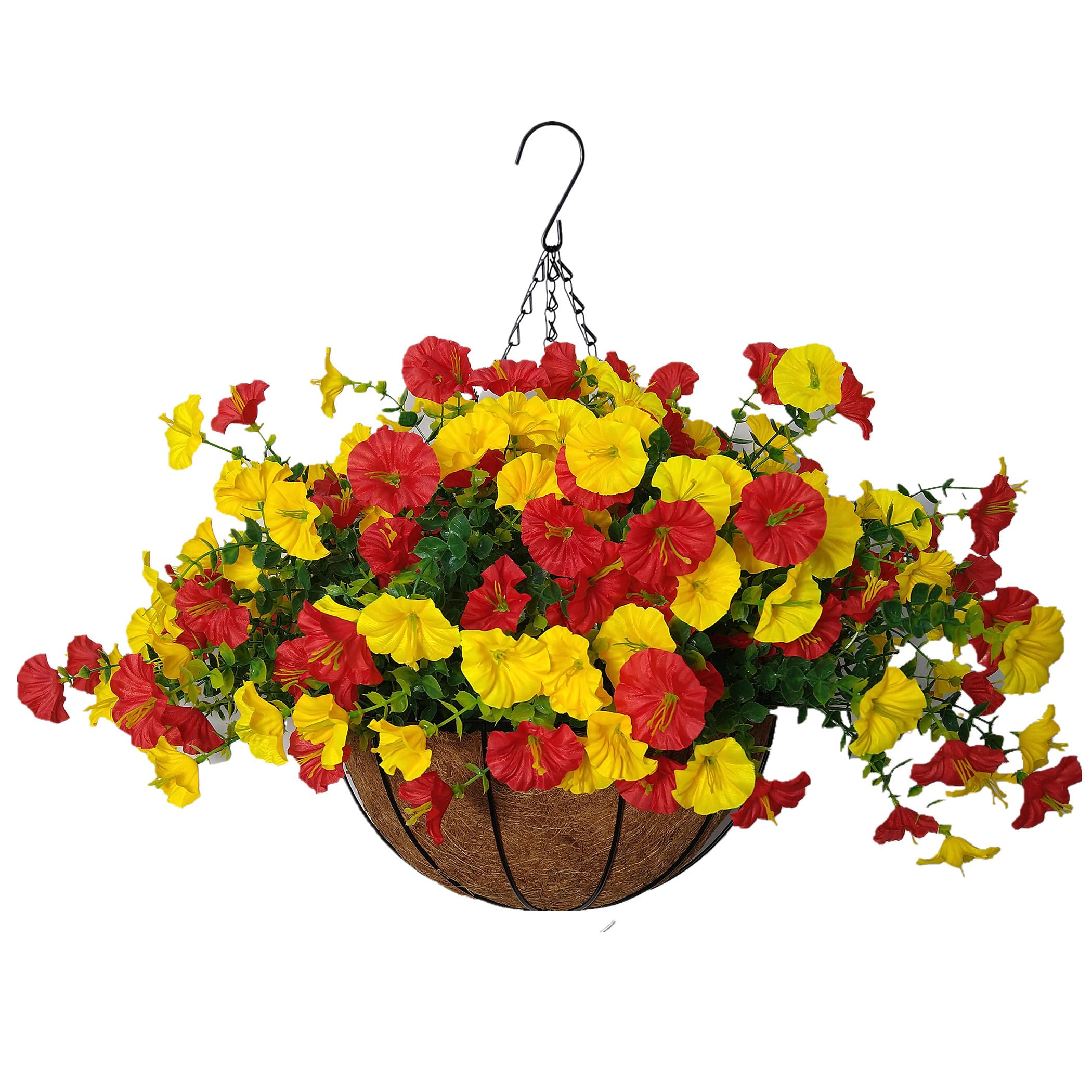 Bo Wawa B O Wawa 12 Inches Chain Hanging Asket Diy Artificial Flower With Faux Plant Silk Flowers Morning Glory For Outdoor Indoor Decor (B)