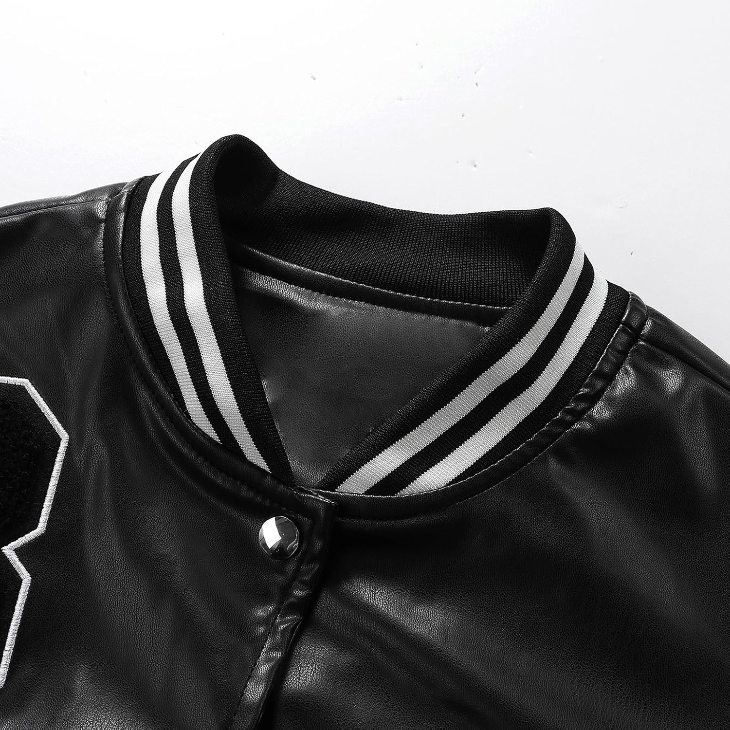 Women's Cute Crop Coat Faux Leather PU Jacket Long Sleeve Vintage Fitted Fashion Cropped Top