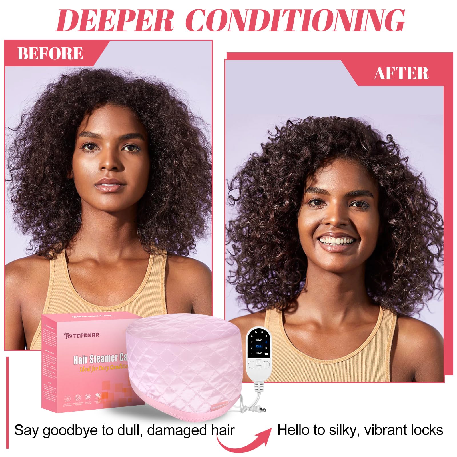 Cuffia termica per condizionamento vaporizzatore elettrico capelli afro naturali portatile uso domestico rosa