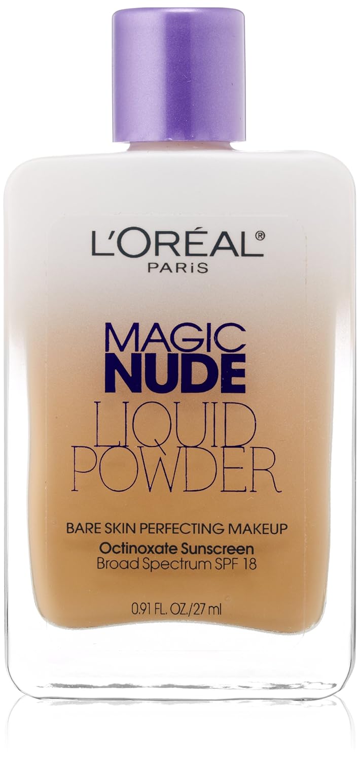 L’Oréal Paris Magic Nude Liquid Powder Bare Skin Perfecting Makeup SPF 18, Sand Beige, 0.91 Ounces