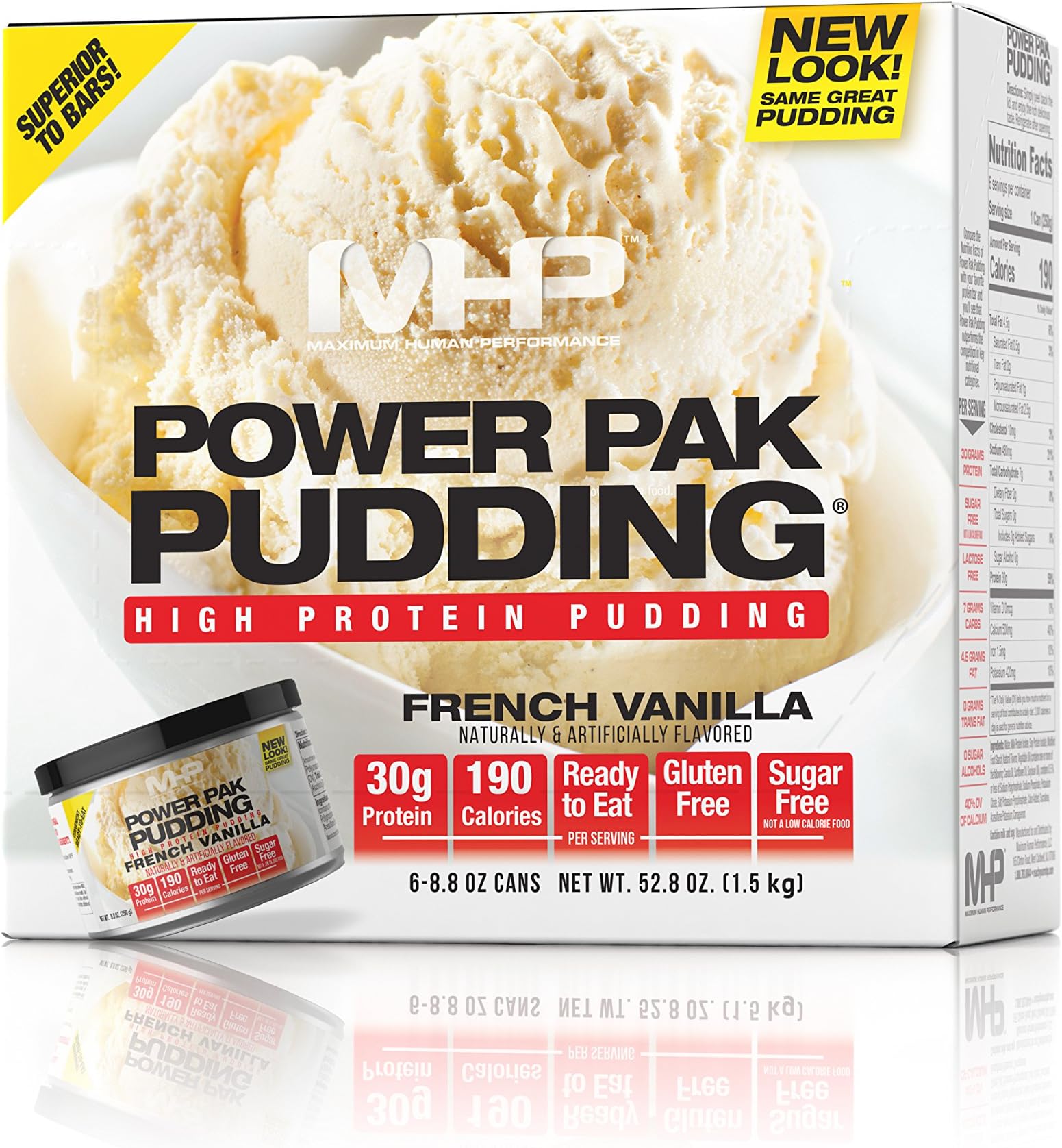 MHP Power Pak High Protein Pudding, Vanilla, 8.8 Ounce, (Pack of 6)