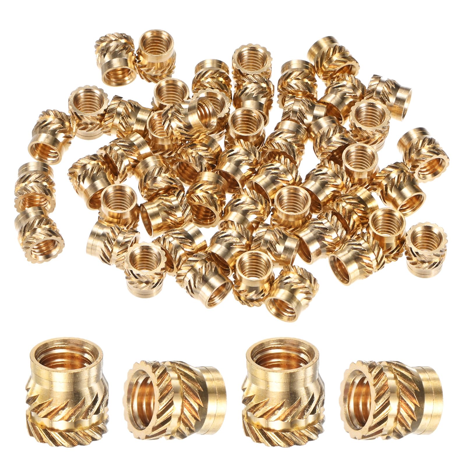 M METERXITY 50-Pack Threaded Inserts, M5 x 7mm L x 7mm OD Brass Heat Set Insert Nuts