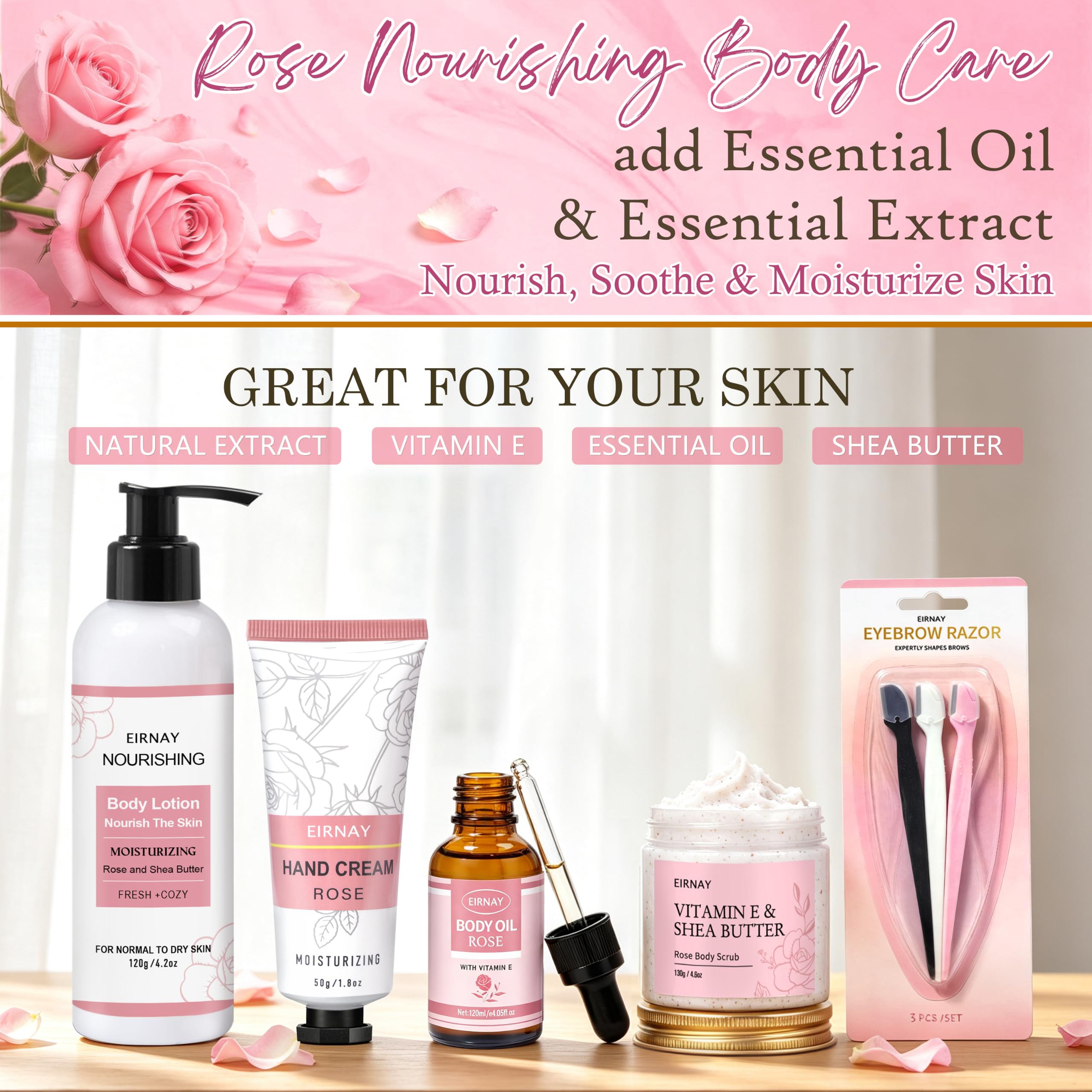 Rose Spa Gift Basket - 23pcs Facial & Body Care Set -4 Rose Spa Gift Basket - 23pcs Facial & Body Care Set -4