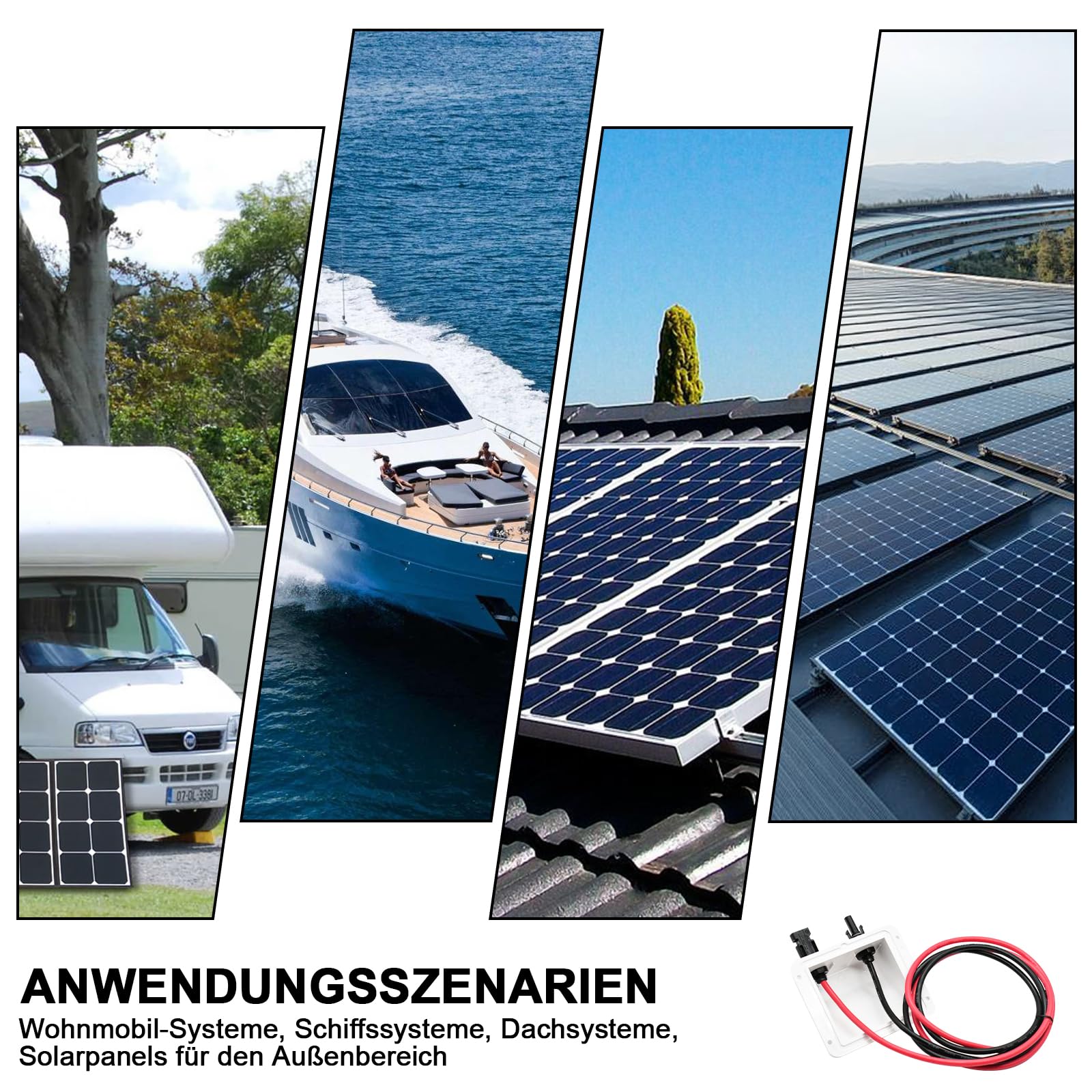 Solar Doppel Kabeldurchführung mit 6mm² 1m kabel, Dachdurchführung Solar Wasserdicht mit Solarpanel Steckver, Solar Kabeldurchführung für Wohnmobil, Boote, PV-anlage und Camper(Weiß)