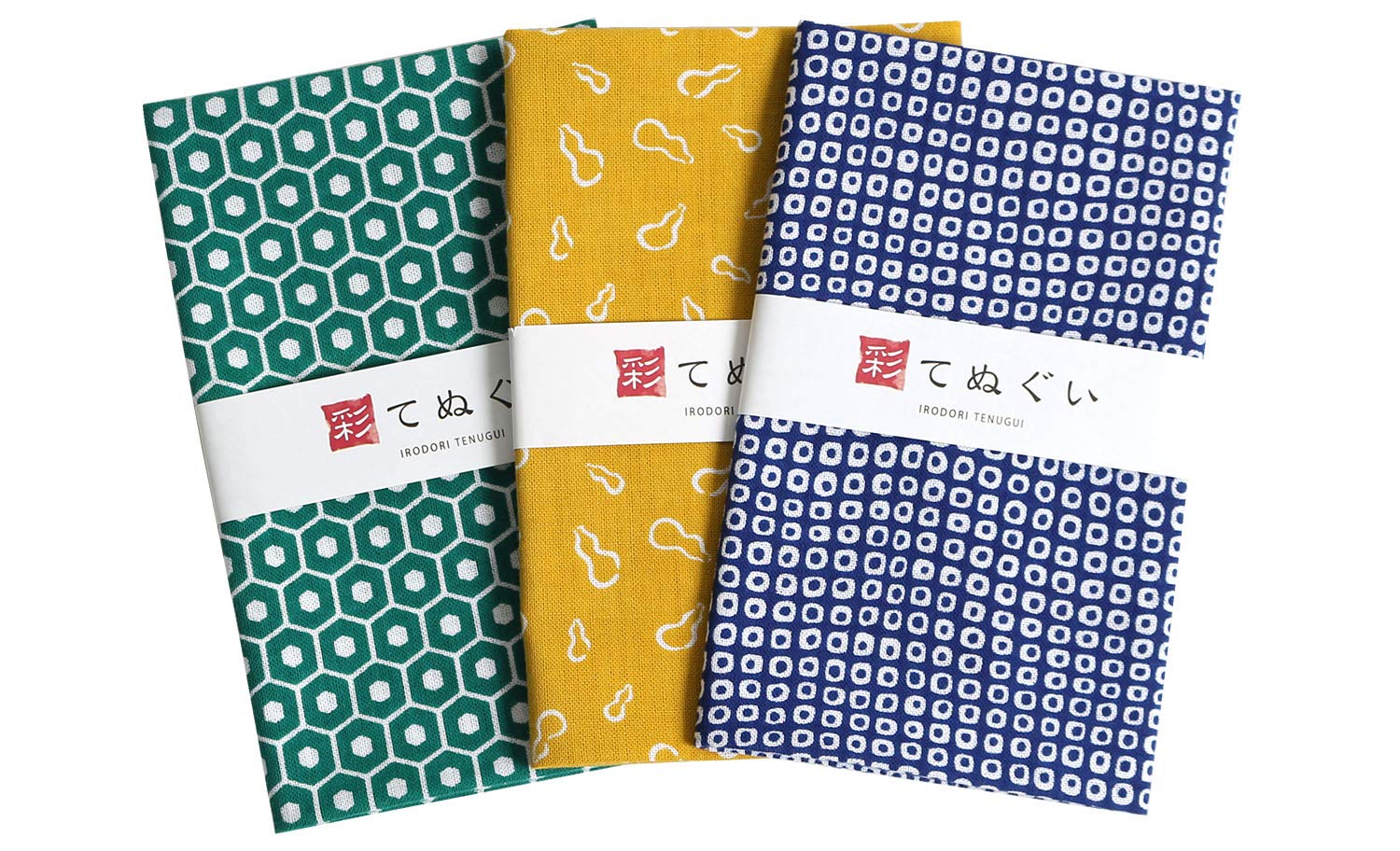 Japanese Tenugui Hand Towel KOMESICHI Komon Set of 3 Cotton 13x35in