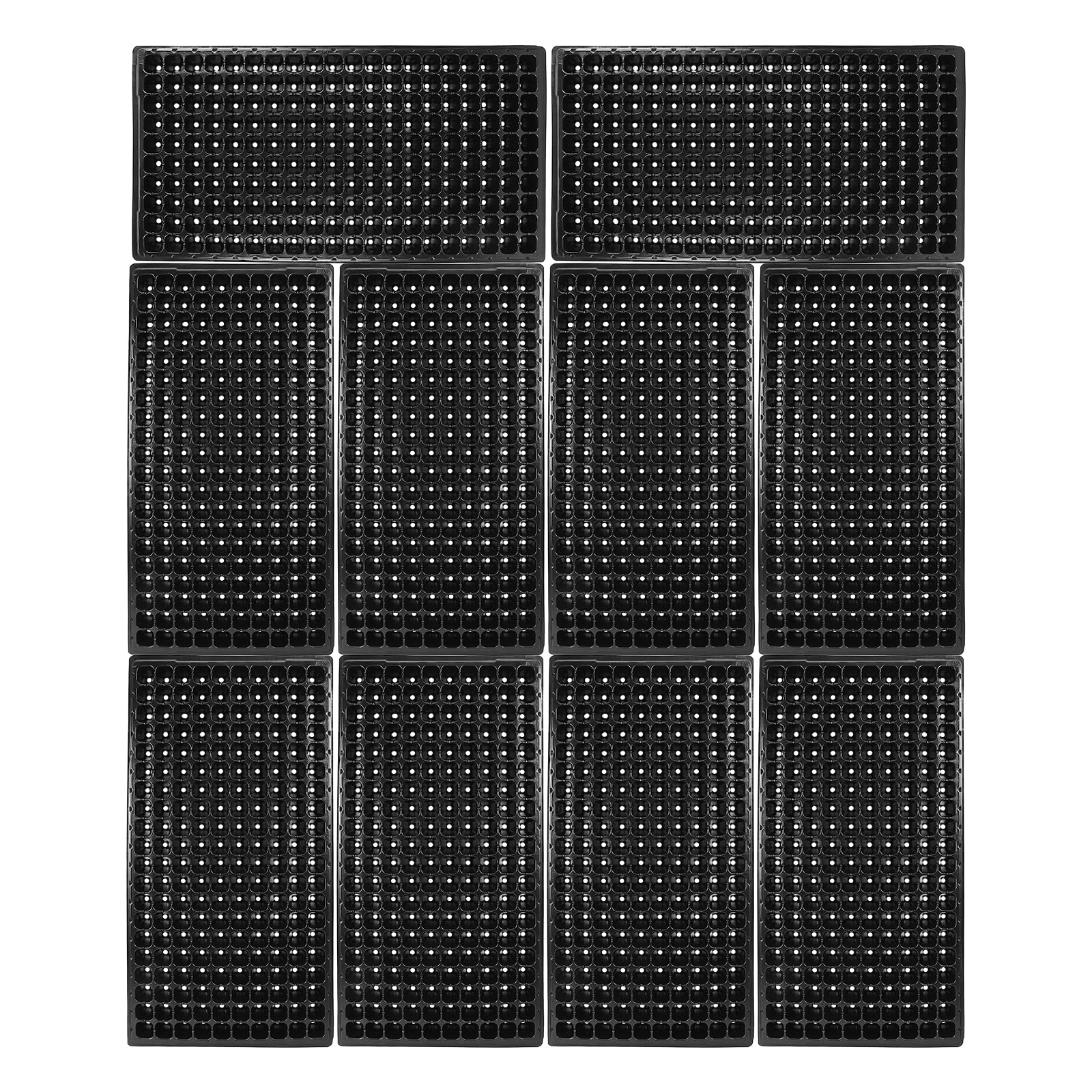 Anzuchtschalen 10 Stück PVC Schwarz mit 200 Zellen Lochdesign