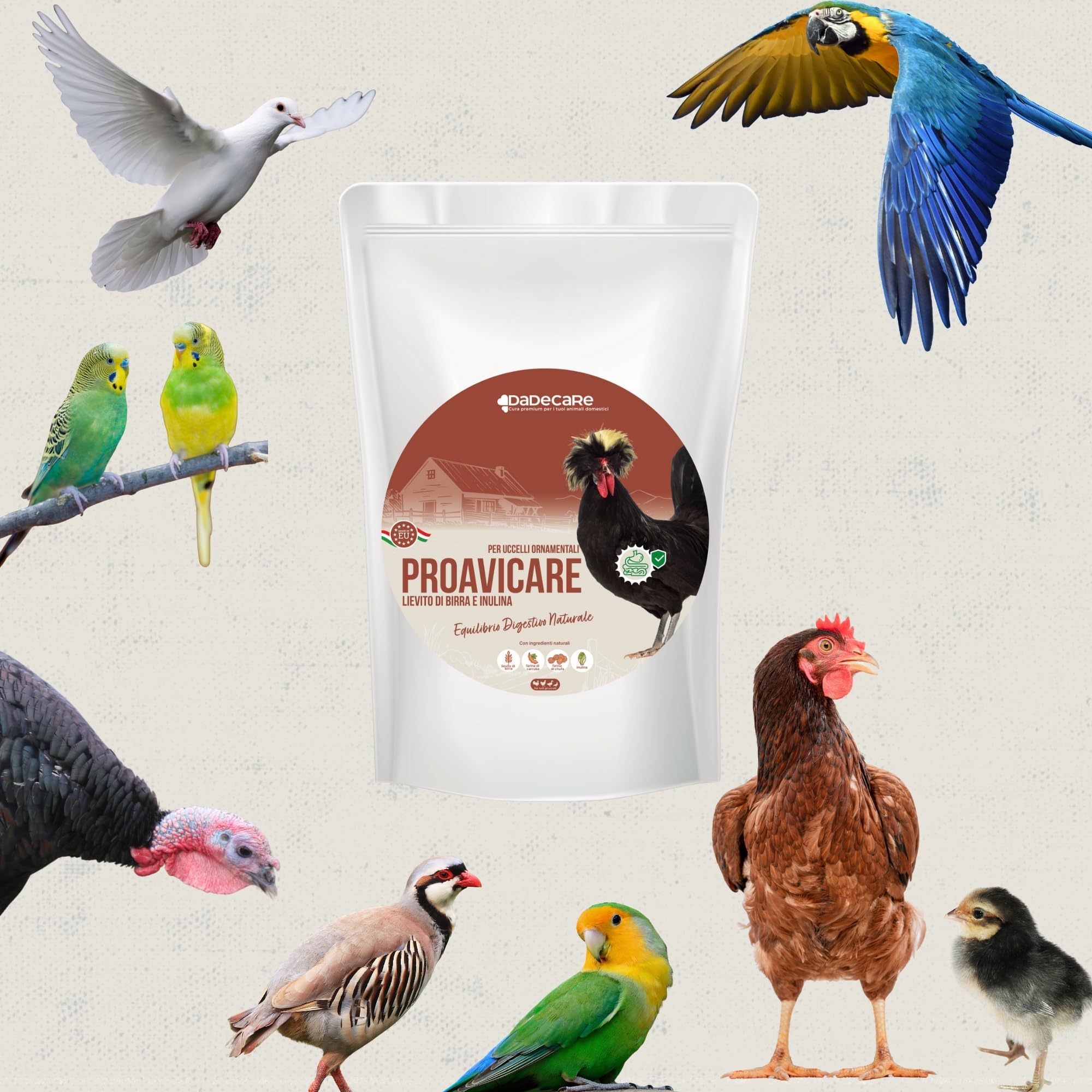 Proavicare - Lievito di Birra 1.5kg con Pro e Pre biotici - Migliora la Flora Intestinale - Vitamine B - Galline, Pollame e Uccelli Esotici - Ricco di Minerali e Aminoacidi