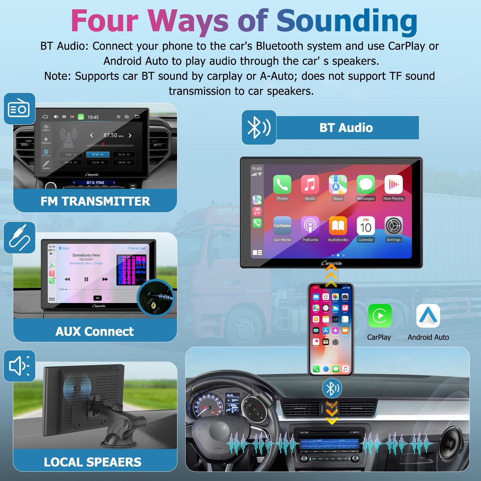 2024 Carpuride 9 polegadas com controlo de volante, Carplay