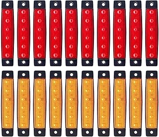 Pack of 20 10 pcs Amber 10 pcs Red 3.8" 6 LED Side Marker Lights, Trailer Marker Lights, Rear Side Marker Lamp, Led Marker Lights for Trucks, Cab Marker, RV Marker light