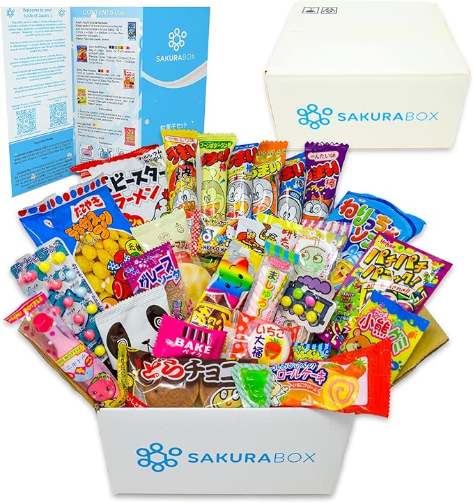 Sakura Box Japanese Candy & Snacks 40 Piece Dagashi Set Food Gift