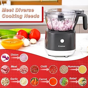 Enleber Mini Food Processor Electric Food Processors & Vegetable Chopper Electric Fruit & Vegetable Mini Chopper 4 Stainless Steel Blades 1000ml black