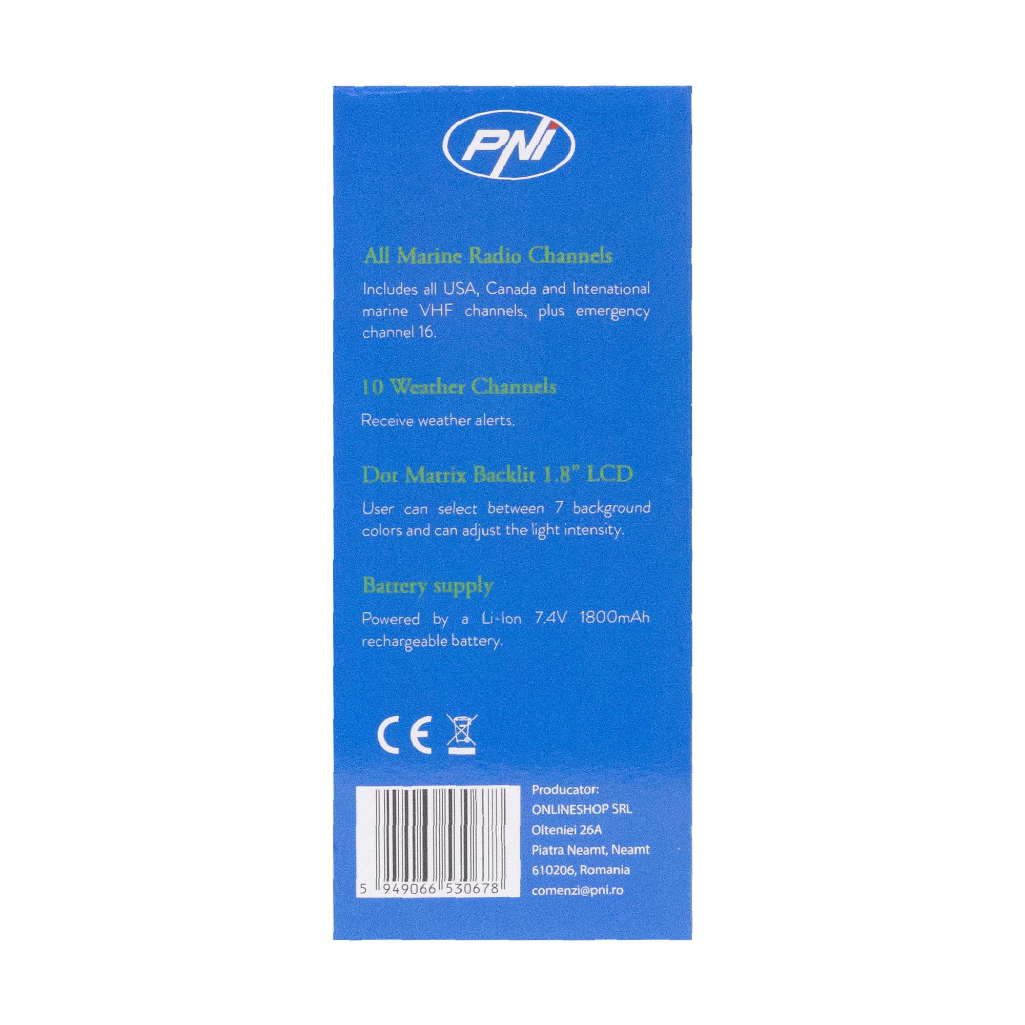 PNI DS890W Stazione radio marina portatile IP67 1800mAh 88 canali
