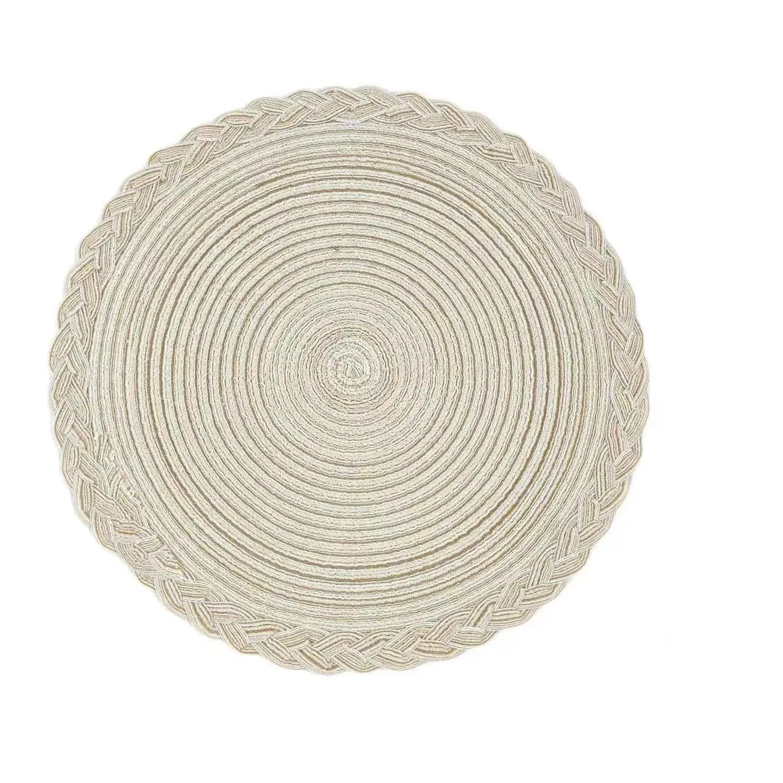 Woven Placemats Round Table Mat Woven Ramie Cotton Yarn Placemats Anti Slip Dining Mats Non-Slip Tableware Bowl Pads Kitchen Cup Coasters
