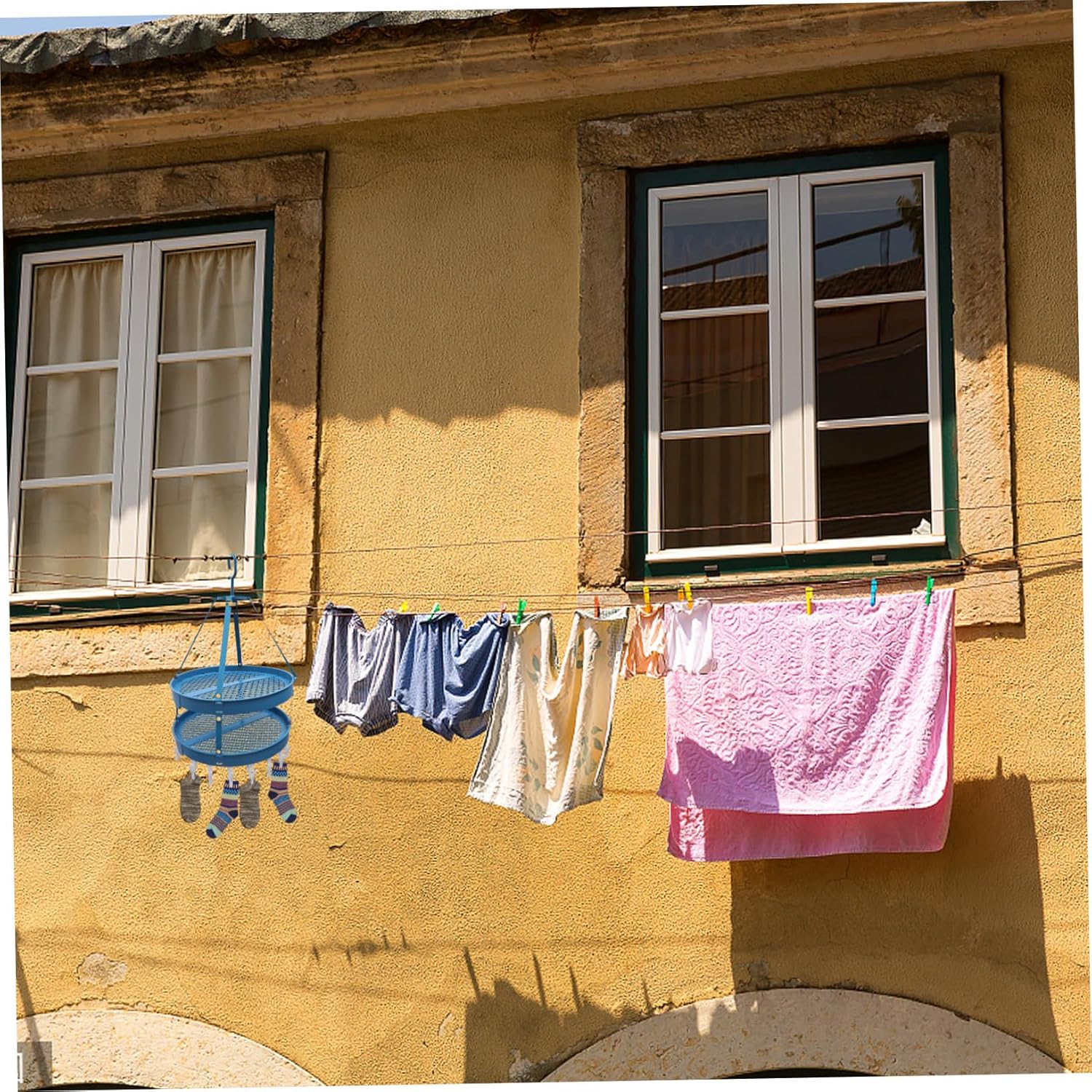 Foldable Clothes Drying Rack with Clips for Socks Bras Towels Lightweight Multipurpose Hanger for Indoor Outdoor Travel Camping Small Delicate Items Drying