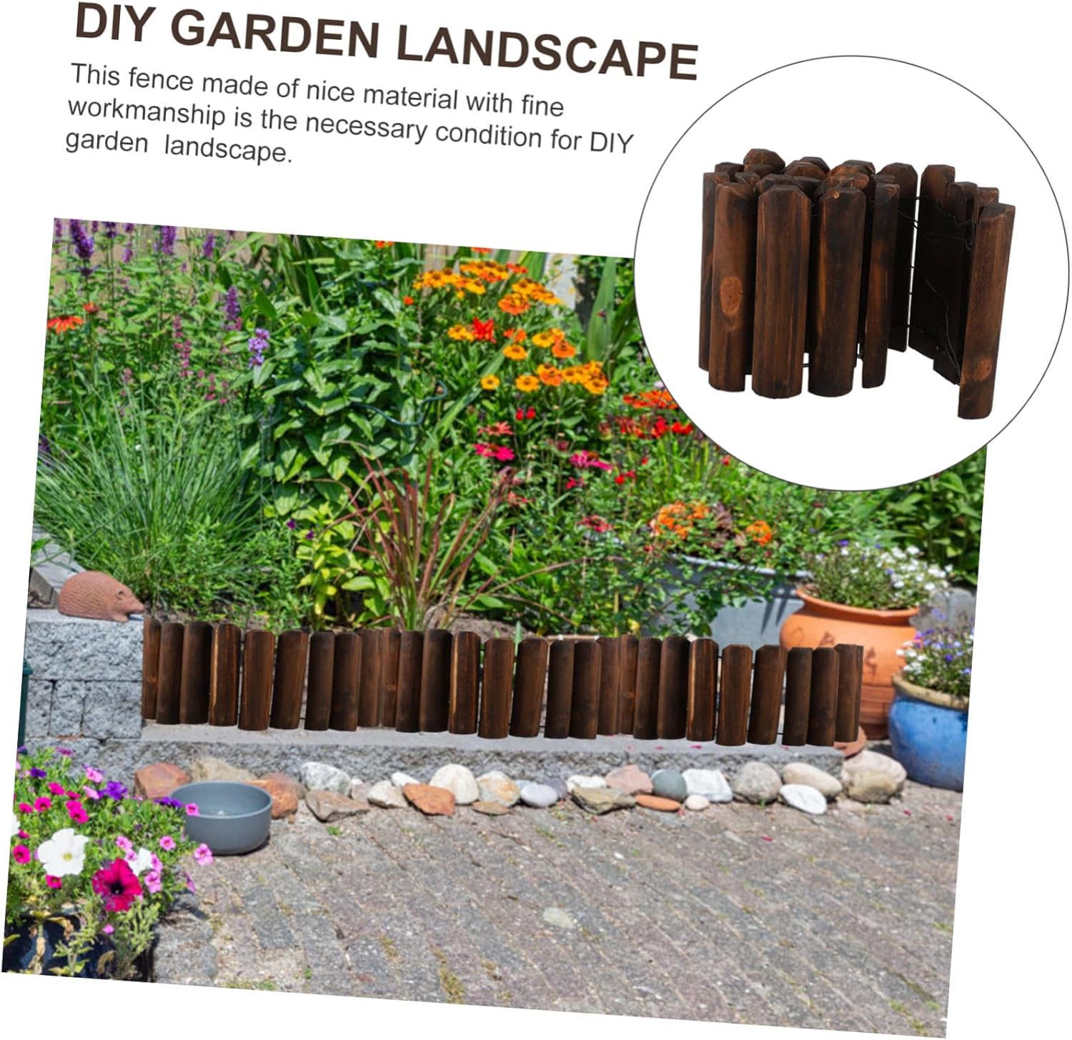 Natural Solid Wood Fence Decorative Garden Gate Landscape Edging Garden Fence