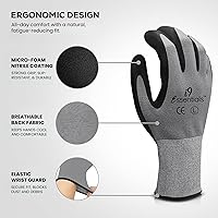Vista 6 de I9 Essentials 12 pares de guantes de trabajo de microespuma con revestimiento de nitrilo para pantalla táctil, guantes de seguridad de agarre