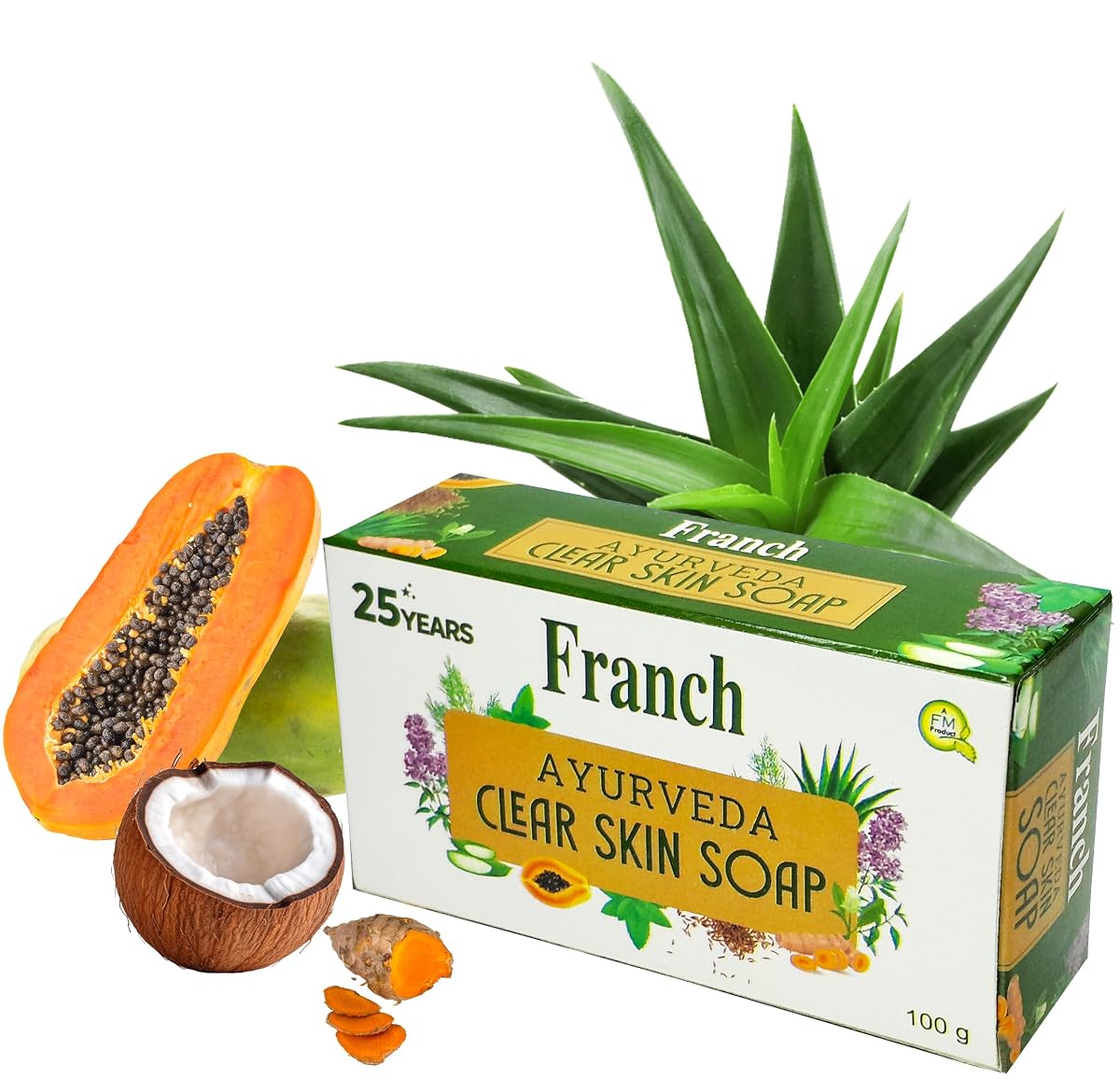 Franch Ayurveda Soap Bar, Clear Skin Eco Friendly Natural Herbal Body Face