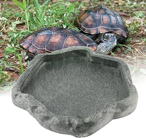 Miniatura 7 de Durable Reptile Rock Food and Water Dish Feeder Bowl for Tortoise Lizard(Green M) Reptile breeding Tools, (S)