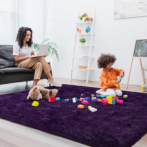 Vista 12 de Pacapet Alfombras esponjosas, alfombras peludas de felpa beige para sala de estar, dormitorio, alfombra mullida para habitación de los niños