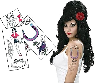 Rehab singer Inspired Fake temporary Tattoos - Halloween Fancy Dress - Buy now