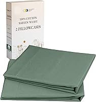 Vista 14 de California Design Den Juego de 2 fundas de almohada estándar tamaño Queen - 100% algodón, juego de 2 fundas de satén suave, se adapta a almohadas