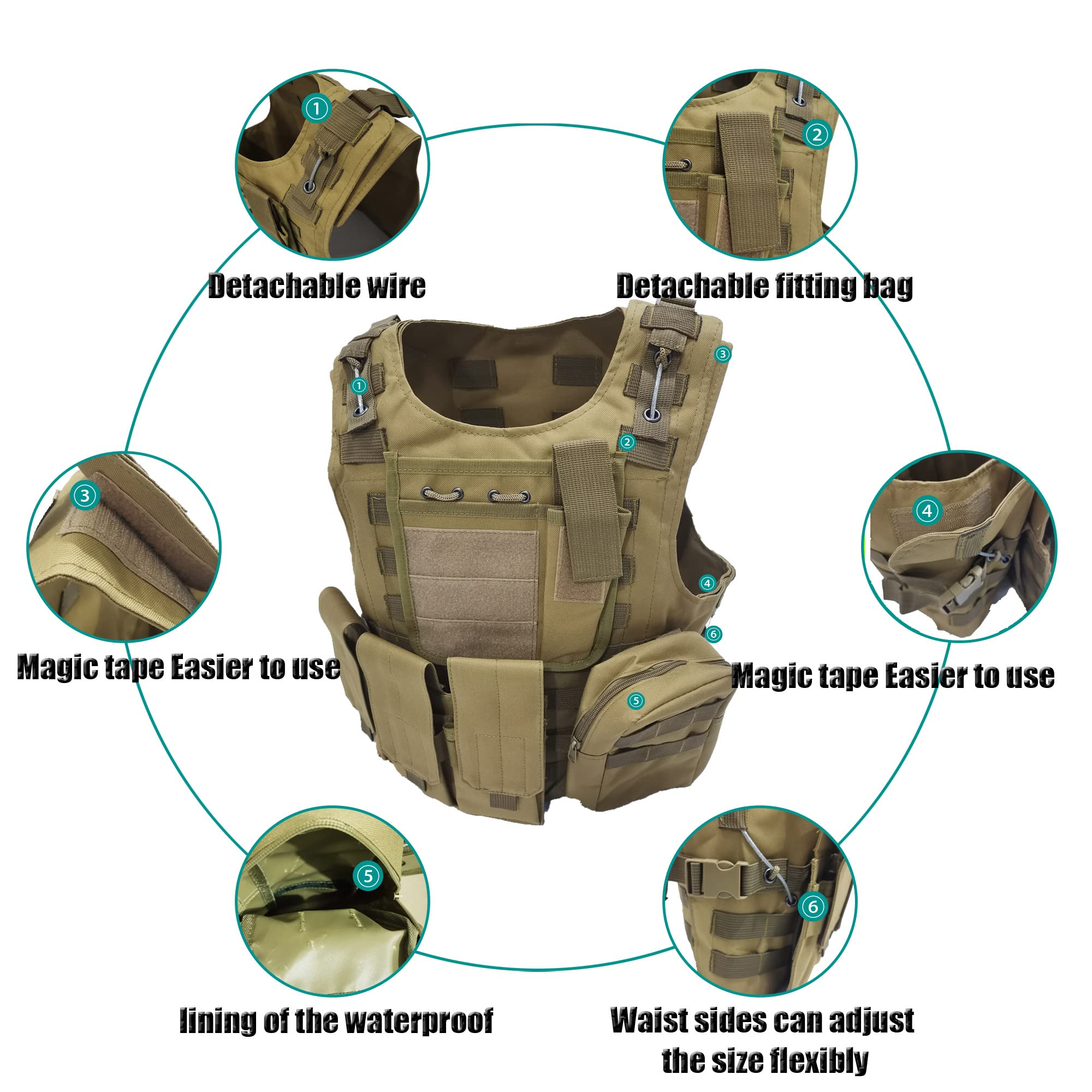 Chaleco táctico militar al aire libre, chaleco de juego de campo, equipo de protección de paintball, chaleco protector de pistola de aire, adecuado para la caza al aire libre, entrenamiento de combate