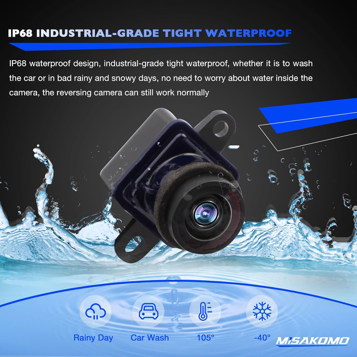 Rear View Backup Camera Compatible with Chrysler Town Country 2011-2016 & Dodge Grand Caravan 2011-2020, Replace 4672639AA CH1960103, HD Color Night Vision Reverse Camera