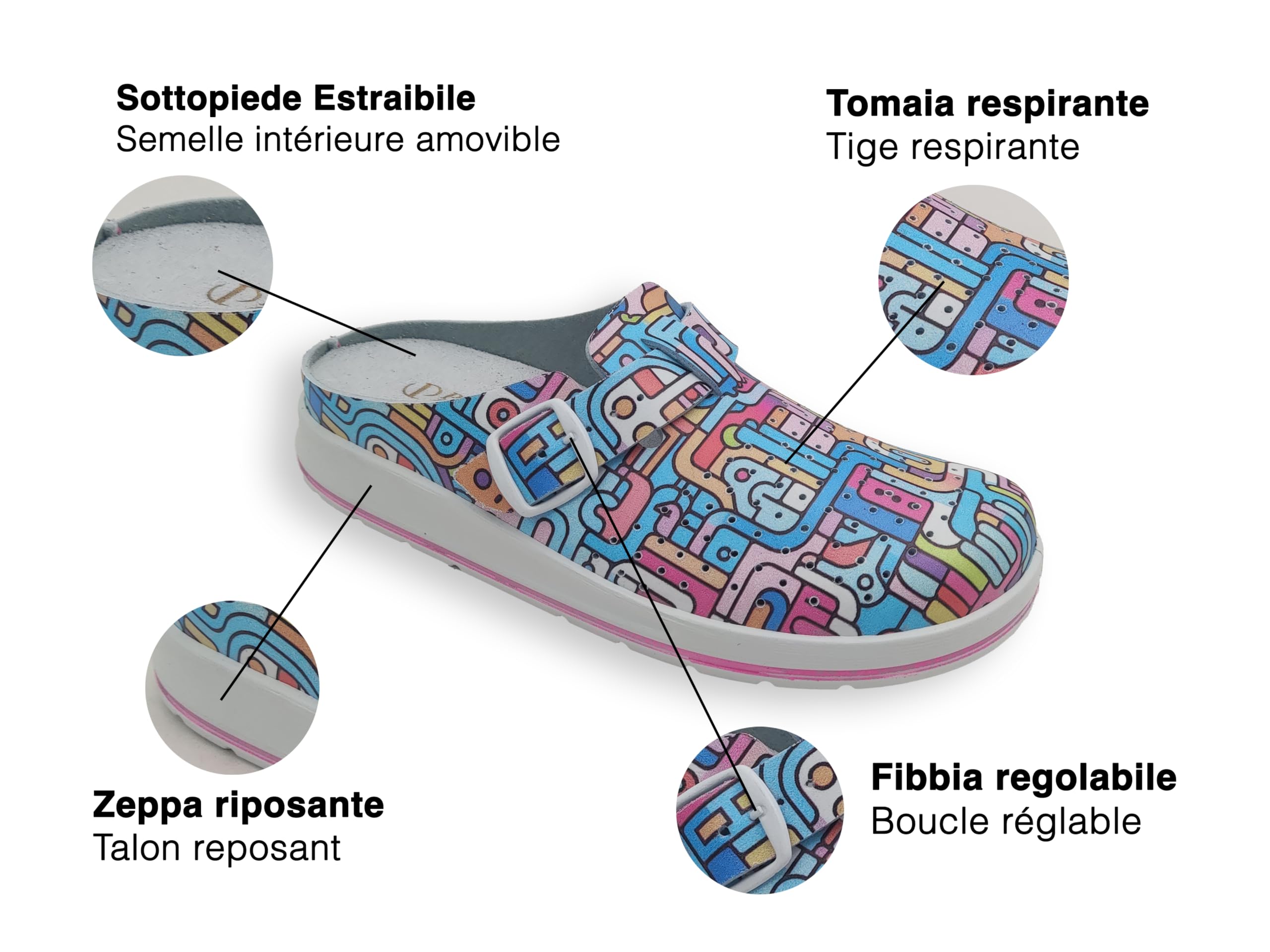 Sabots pour femme de maison et de travail, pantoufles sanitaires fermées et confortables, chaussons reposants avec semelle extérieure amovible