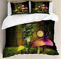 Vista 212 de Ambesonne Juego de funda de edredón de pesca, lubina de boca grande atrapando un bocado en espray de agua, imagen salvaje, juego de cama decorativo