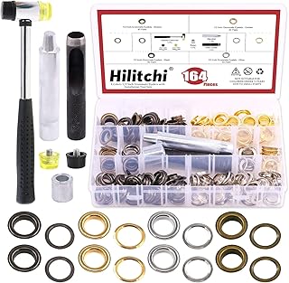 Hilitchi 160 Sets 1/2 Inch Grommets Eyelets Grommet Kit with Punch Hole Tool Installation Tool for Tarpaulin, Fabric, Curtains and Craft Making, Tarpaulin Repair (Assorted Color)