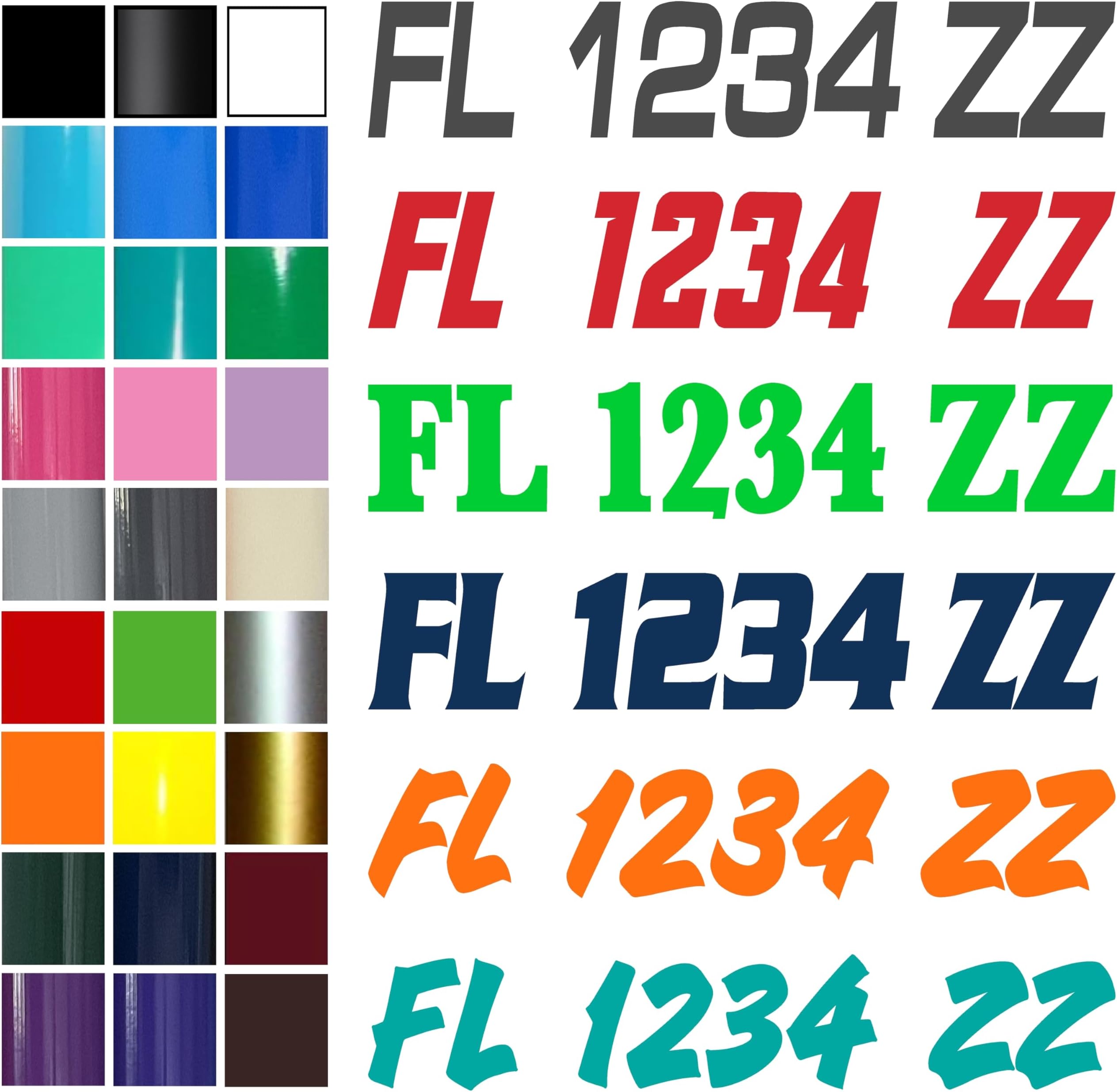 Boat Registration Numbers 1CL / 2 Pack/Custom State Registration Stickers/Vinyl Boat Decal Graphics Pair