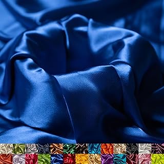 Ice Fabrics Stretch Charmeuse Satin Fabric by The Yard - 58/60” Wide Silky & Smooth Charmeuse Fabric by The Yard for Sewing Apparel, Dresses, Night Gowns, Tablecloths & More - ⁠Royal Blue - 1Yard - Buy now