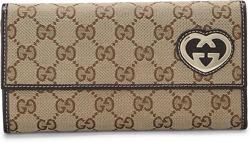 Pre-loved Brown Original GG Canvas Lovely Heart Continental Wallet, Brown