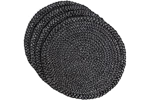 over&back Set of 4 Natural Round Woven Placemats | Table Mats for...