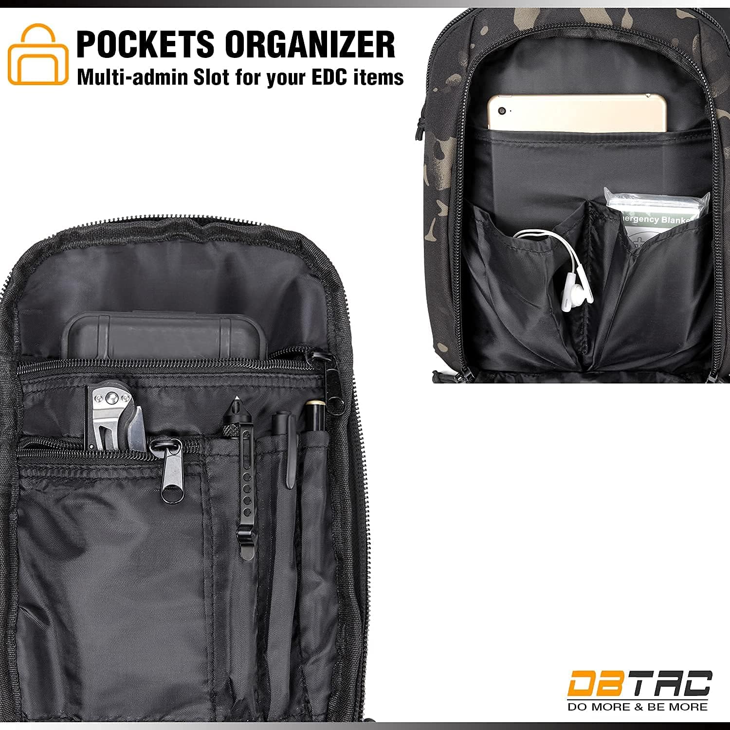 DBTAC Concealed Carry Sling Bag Small (Black Camo) + Range Bag XS Size (Black Camo), Lockable Zipper, Durable Material, Compact Design