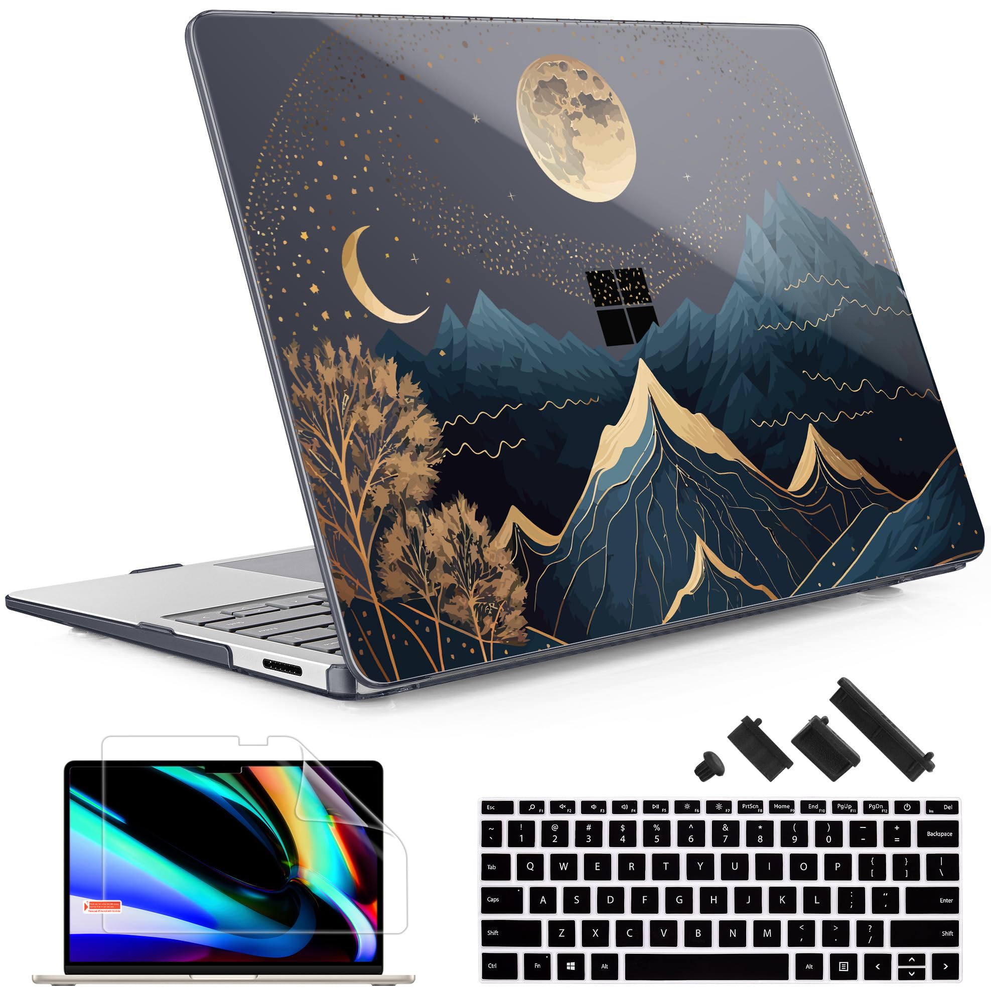 May Chen Case for Microsoft Surface Laptop 13.8 inch, 2024 Windows 11 AI + PC, 7th Edition Touchscreen Display, Protective Plastic Hard Shell Case with Keyboard Cover & Screen Protector - Traditional