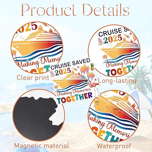 Miniatura 3 de Decoraciones magnéticas para puerta de crucero, 9 imanes para puerta de crucero familiar 2025 con diseño retro de vacaciones tropicales, divertidos