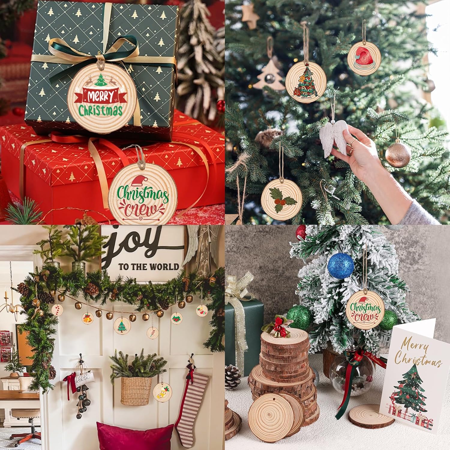 36 Pack Nature Wood Slices for Crafts,3.1-3.5In Unfinished Natural Wood Rounds.Wood Circles Predrilled with Hole and 20m Rope for Wooden Craft Supplies,Painting,Wooden Ornaments,DIY Gifts - Image 2