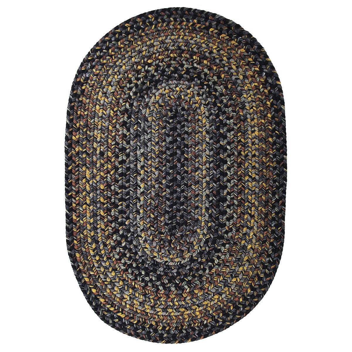 Homespice Black Oval Braided Rug 20x30, The Perfect Small Bathroom Rug, Kitchen Rug, and Black Entryway Rug