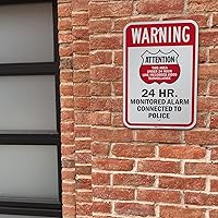 Vista 3 de SmartSign Letrero de metal con texto en inglés "Warning Area Under Live/Recorded Surveillance, Alarm Connected to Police", aluminio de 63 mil