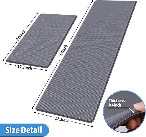 Miniatura 2 de Tapete de cocina, 2 piezas de alfombras de cocina, tapetes de cocina acolchados para piso, tapete antifatiga, juego de alfombras de cocina, tapete