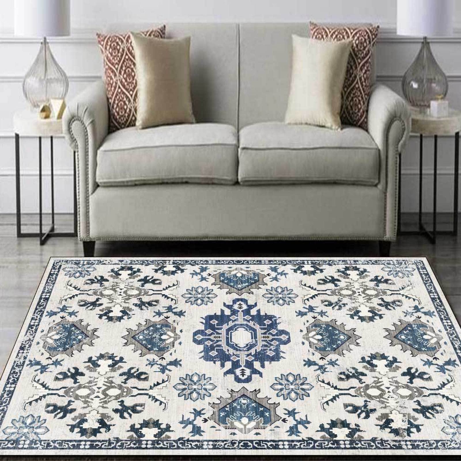 Designerski dywan do salonu duże dywaniki wielokolorowe gałęzie kwiatowe i liście, salon / sypialnia/gabinet/stolik kawowy-200 x 200 cm
