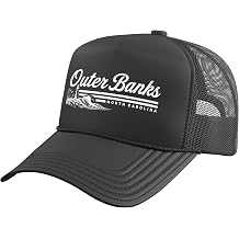 Outer Banks North Carolina Vintage Retro Travel Destination Trucker Hat with Adjustable Mesh Back